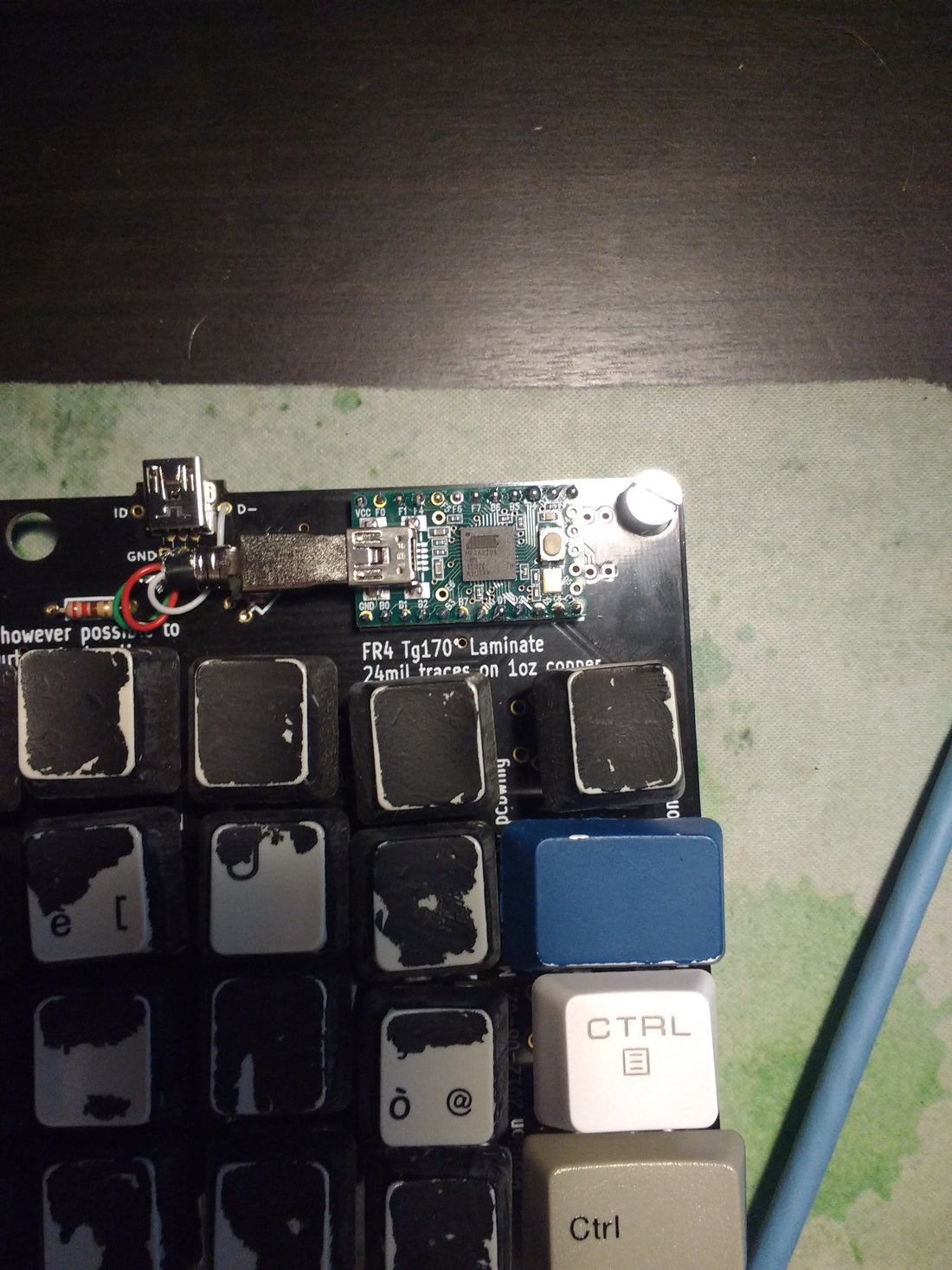 A Teensy microcontroller board, the kind of chip that runs TMK and QMK keyboard firmware