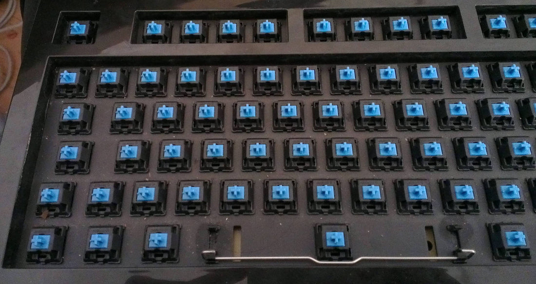 Cherry MX Blue switches in a mechanical keyboard