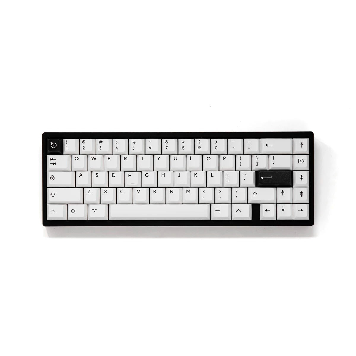 PBTfans BOW keycap set on keyboard, top-down view with icon legends