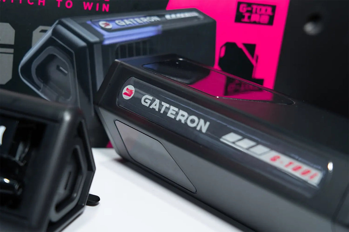 Close-up of the Gateron Custom Keyboard Tool Kit storage case with GATERON G-TOOL branding