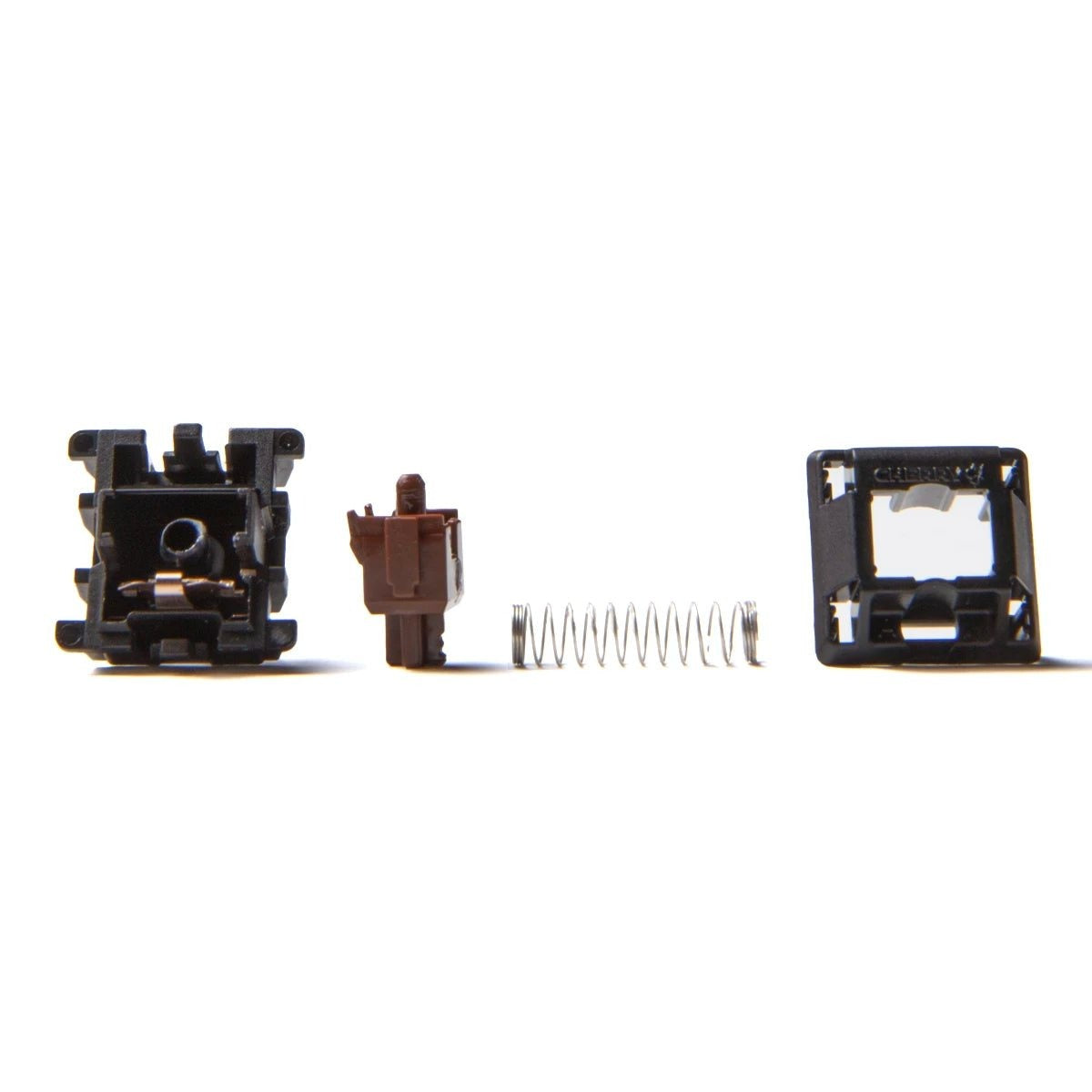 Cherry MX2A Brown tactile switch disassembled: housing, stem and spring