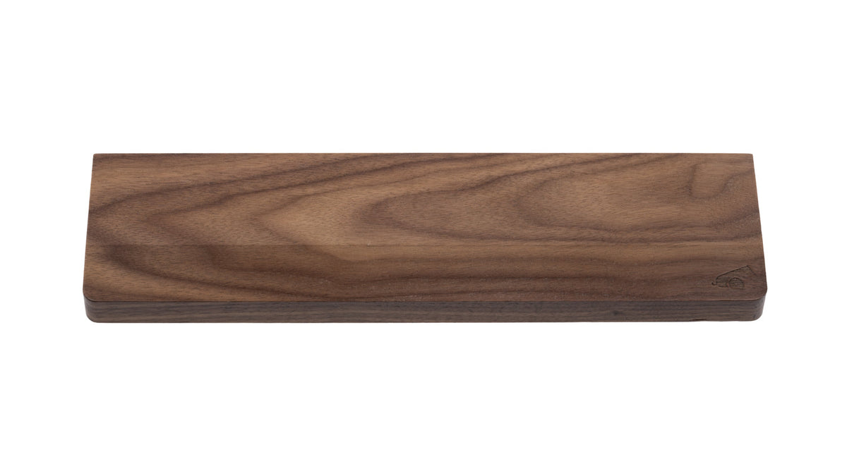 Walnut wooden wrist rest, straight-on product view
